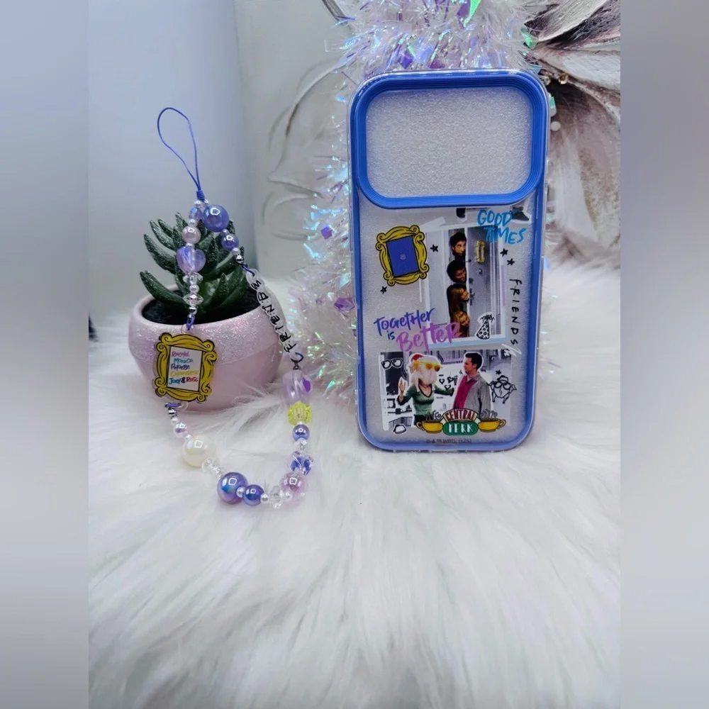 Friends Themed iPhone 17 Pro Case with Matching Beaded Strap